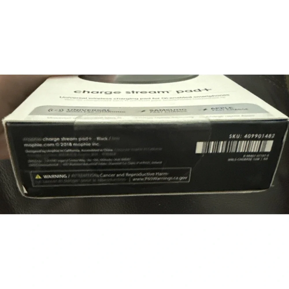 Mophie 10W Charge Stream Pad+ For Qi-Enabled Smartphones Black NEW